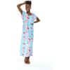 imageWomens Hawaiian Luau Cap Sleeve Maxi Simple Dress in Hibiscus VinePink Turquoise Hibiscus