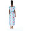 imageWomens Hawaiian Luau Cap Sleeve Maxi Simple Dress in Hibiscus VinePink Turquoise Hibiscus