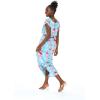 imageWomens Hawaiian Luau Cap Sleeve Maxi Simple Dress in Hibiscus VinePink Turquoise Hibiscus