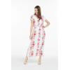 imageWomens Hawaiian Luau Cap Sleeve Maxi Simple Dress in Hibiscus VinePink White Hibiscus