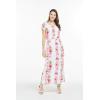 imageWomens Hawaiian Luau Cap Sleeve Maxi Simple Dress in Hibiscus VinePink White Hibiscus