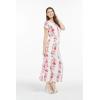 imageWomens Hawaiian Luau Cap Sleeve Maxi Simple Dress in Hibiscus VinePink White Hibiscus