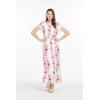 imageWomens Hawaiian Luau Cap Sleeve Maxi Simple Dress in Hibiscus VinePink White Hibiscus
