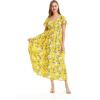 imageWomens Hawaiian Maxi Ruffle Sleeve Dress in HibiscusGarden Poppy Yellow