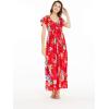 imageWomens Hawaiian Maxi Ruffle Sleeve Dress in HibiscusHibiscus Red