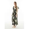 imageWomens Hawaiian Maxi Ruffle Sleeve Dress in Wispy CereusWispy Cereus Black