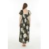 imageWomens Hawaiian Maxi Ruffle Sleeve Dress in Wispy CereusWispy Cereus Black