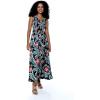 imageWomens Hawaiian Maxi Tank Elastic Luau Dress Floral PatternsBlooming Lily Black