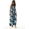imageWomens Hawaiian Maxi Tank Elastic Luau Dress Floral PatternsOrchid Breeze Navy