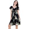 imageWomens Hawaiian Mini Ruffle Sleeve Dress in Sunset NeonPineapple Garden Black