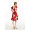 imageWomens Hawaiian Mini Ruffle Sleeve Dress in Sunset NeonPineapple Garden Burgundy