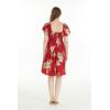 imageWomens Hawaiian Mini Ruffle Sleeve Dress in Sunset NeonPineapple Garden Burgundy