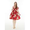 imageWomens Hawaiian Mini Ruffle Sleeve Dress in Sunset NeonPineapple Garden Burgundy