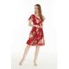 imageWomens Hawaiian Mini Ruffle Sleeve Dress in Sunset NeonPineapple Garden Burgundy