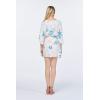 imageWomens Hawaiian Poncho Luau Dress Neon SunsetSandy Beach Cream