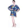 imageWomens Hawaiian Poncho Luau Dress Sunset RedSunset Blue