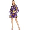 imageWomens Hawaiian Poncho Luau Dress Sunset RedSunset Purple