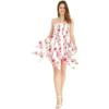 imageWomens Hawaiian Gypsy Fairy Uneven Bottom Luau Dress in Pink HibiscusPink White Hibiscus Vine