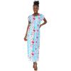 imageWomens Hawaiian Luau Cap Sleeve Maxi Simple Dress in Hibiscus VinePink Turquoise Hibiscus