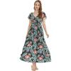 imageWomens Hawaiian Maxi Ruffle Sleeve Dress in Orchid BreezeBlooming Lily Black
