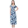 imageWomens Hawaiian Maxi Ruffle Sleeve Dress in Palm LeavesPacific Palm Navy