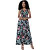 imageWomens Hawaiian Maxi Tank Elastic Luau Dress Floral PatternsBlooming Lily Black