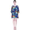 imageWomens Hawaiian Poncho Luau Dress Sunset RedSunset Blue