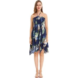 imageWomens Hawaiian Gypsy Fairy Uneven Bottom Luau Dress in Pineapple GardenPineapple Garden Navy