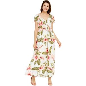 imageWomens Hawaiian Maxi Ruffle Sleeve Dress in RafelsiaRafelsia Cream