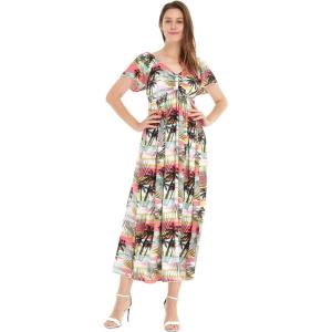 imageWomens Hawaiian Maxi Ruffle Sleeve Dress in Sunset NeonSunset Neon Pastel