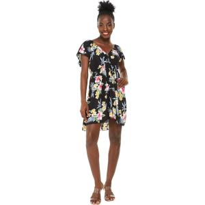 imageWomens Hawaiian Mini Ruffle Sleeve Dress HibiscusHibiscus Black