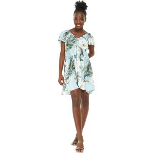 imageWomens Hawaiian Mini Ruffle Sleeve Dress Wispy CereusWispy Cereus Light Blue