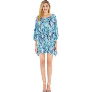 imageWomens Hawaiian Poncho Luau Dress Midnight BloomSimply Blue Leaves