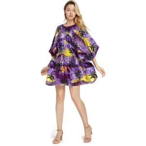 imageWomens Hawaiian Poncho Luau Dress Sunset RedSunset Purple