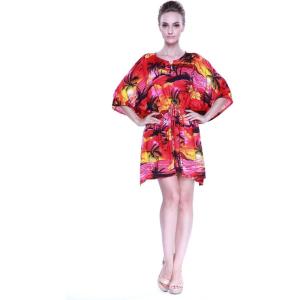 imageWomens Hawaiian Poncho Luau Dress Sunset RedSunset Red
