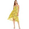 imageHawaii Hangover Womens Hawaiian Luau Halter Floral Print Dress in Pineapple GardenGarden Poppy Yellow