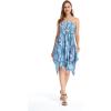 imageWomens Hawaiian Gypsy Fairy Uneven Bottom Luau Dress in Neon SunsetSimply Blue Leaf