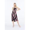 imageWomens Hawaiian Luau Halter Floral Print Halter Dress in BloomPink Black Hibiscus Vine