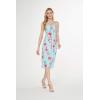 imageWomens Hawaiian Luau Halter Floral Print Halter Dress in BloomPink Turquoise Hibiscus Vine