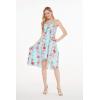imageWomens Hawaiian Luau Halter Floral Print Halter Dress in BloomPink Turquoise Hibiscus Vine