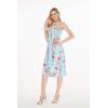 imageWomens Hawaiian Luau Halter Floral Print Halter Dress in BloomPink Turquoise Hibiscus Vine
