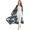 imageWomen Open Front Lightweight Maxi Kimono Dress in Pineapple GardenPineapple Garden Navy