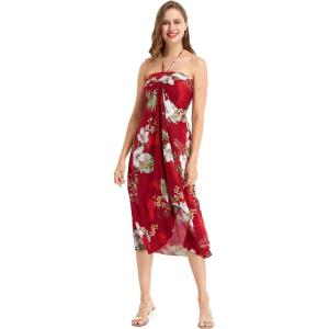 imageHawaii Hangover Womens Hawaiian Luau Halter Floral Print Dress in Pineapple GardenPineapple Garden Burgundy