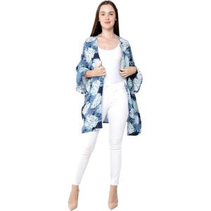 imageWomen Open Front Lightweight Kimono Tops in Pacific PalmPacific Palm Navy