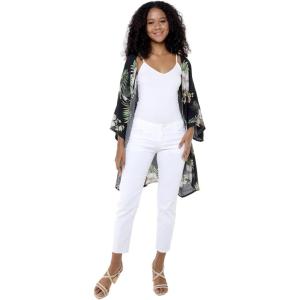 imageWomen Open Front Lightweight Kimono Tops in Pineapple GardenPineapple Garden Black