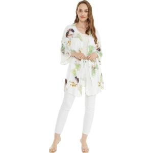 imageWomen Open Front Lightweight Kimono Tops in Pineapple GardenPineapple Garden White