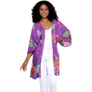 imageWomen Open Front Lightweight Kimono Tops in Pretty TropicalPretty Tropical Purple