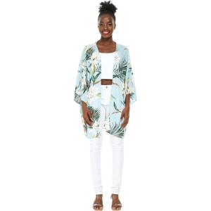 imageWomen Open Front Lightweight Kimono Tops in Wispy CereusWispy Cereus Light Blue