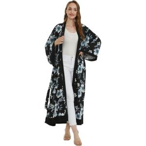 imageWomen Open Front Lightweight Maxi Kimono Dress in BloomMidnight Bloom