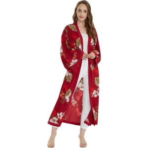 imageWomen Open Front Lightweight Maxi Kimono Dress in Pineapple GardenPineapple Garden Burgundy